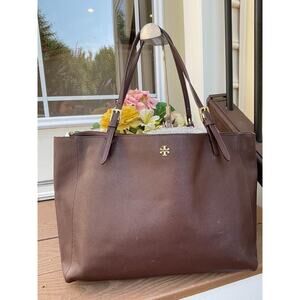 Tory Burch York reva BROWN Saffiano Leather Tote Bag (100